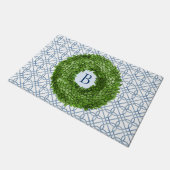 Mit Monogramm Empfang von Boxwood Wreath Fußmatte (Schrägansicht)