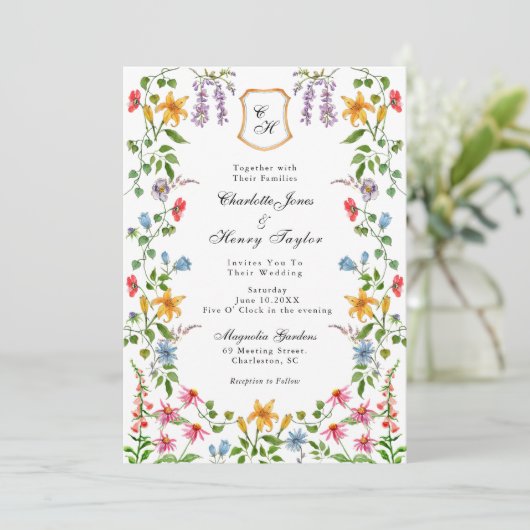 Mit Monogramm englischer Garten Ankündigung (Stehend Vorderseite)