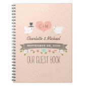 Mit Monogramm erröten die Liebe-Vögel, die Notizblock (Vorderseite)