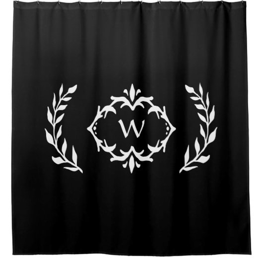 Mit Monogramm Erstbeschlag für Schwarz und Weiß Duschvorhang (Vorderseite)