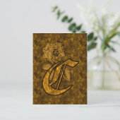 Mit Monogramm erste C Gold Peony Postcard Postkarte (Stehend Vorderseite)