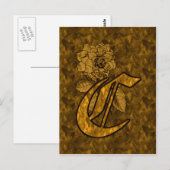Mit Monogramm erste C Gold Peony Postcard Postkarte (Vorne/Hinten)