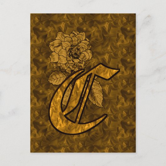 Mit Monogramm erste C Gold Peony Postcard Postkarte (Vorderseite)