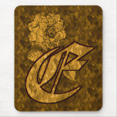 Mit Monogramm erste E Gold Peony Mousepad (Vorne)