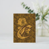 Mit Monogramm erste E Gold Peony Postcard Postkarte (Stehend Vorderseite)