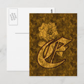 Mit Monogramm erste E Gold Peony Postcard Postkarte (Vorne/Hinten)