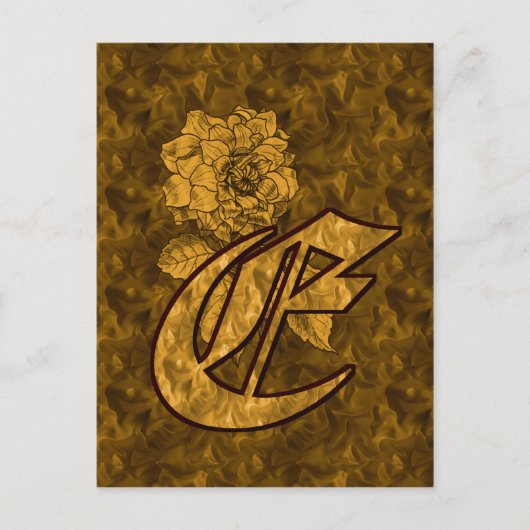 Mit Monogramm erste E Gold Peony Postcard Postkarte (Vorderseite)