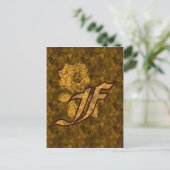 Mit Monogramm erste F Gold Peony Postcard Postkarte (Stehend Vorderseite)