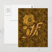 Mit Monogramm erste F Gold Peony Postcard Postkarte (Vorne/Hinten)