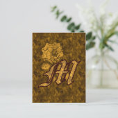 Mit Monogramm erste M Gold Peony Postcard Postkarte (Stehend Vorderseite)