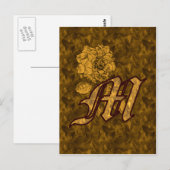 Mit Monogramm erste M Gold Peony Postcard Postkarte (Vorne/Hinten)
