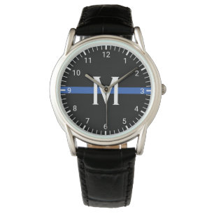 Mit Monogramm  erste polizeiliche Thin Blue Line Armbanduhr