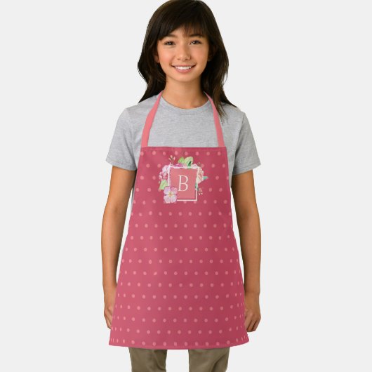 Mit Monogramm erste Wasserfarbe Rosa Korallenblume Schürze (Insitu)