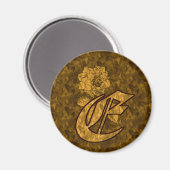 Mit Monogramm erstes E Gold Peony Magnet (Vorderseite/Rückseite)