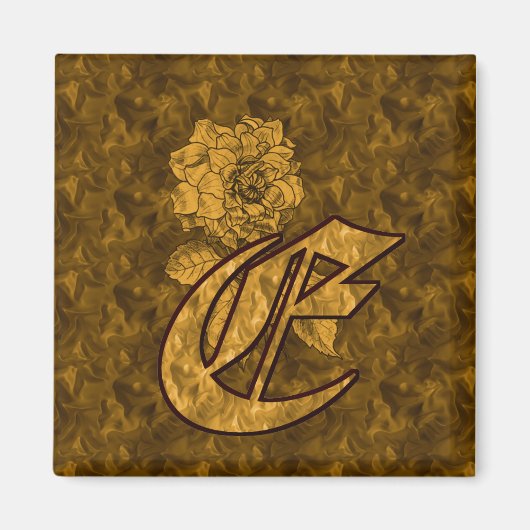 Mit Monogramm erstes E Gold Peony Magnet (Vorne)