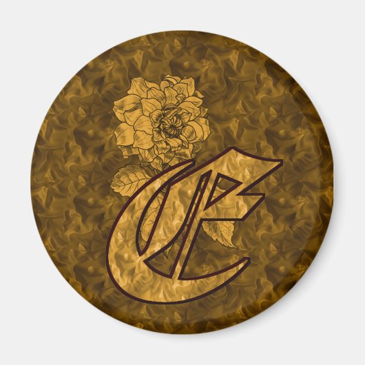 Mit Monogramm erstes E Gold Peony Magnet (Vorne)