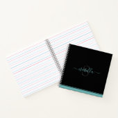 Mit Monogramm erstes, elegantes Skript-Aquamarin-N Notizblock (Innenseite)