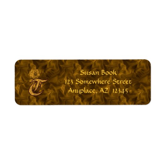 Mit Monogramm erstes T Gold Peony Address Label (Vorne)