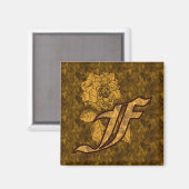 Mit Monogramm Erstmaliges F Gold Peony Magnet (Vorderseite/Rückseite)