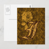 Mit Monogramm Erstplatine-I-Gold-Peony-Postkarte Postkarte (Vorne/Hinten)