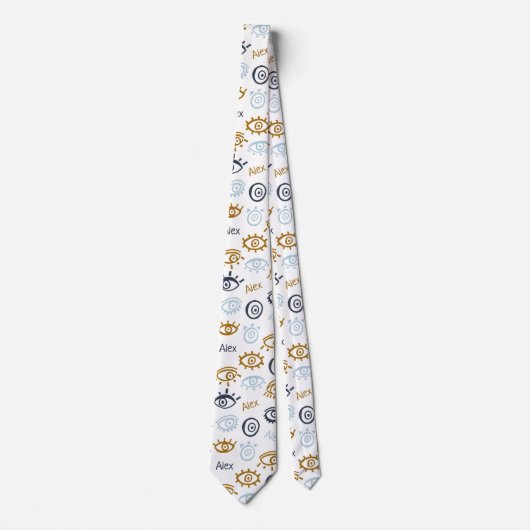 Mit Monogramm Evil Eye Muster | Name Neck Tie Krawatte (Vorderseite)