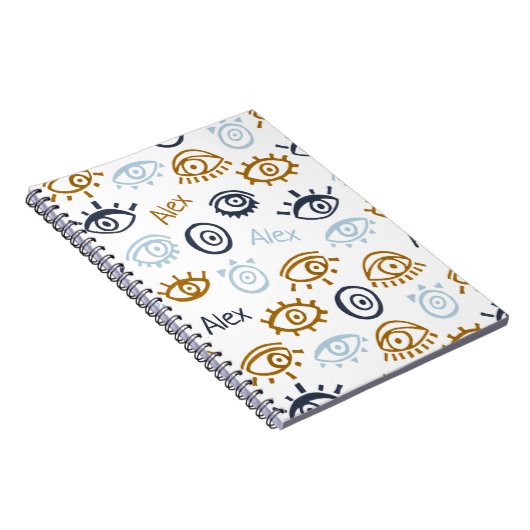 Mit Monogramm Evil Eye Muster | Name-Notebook hinz Notizblock (Rechte Seite)