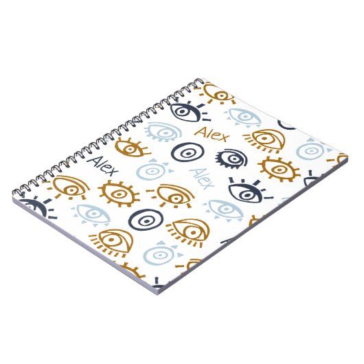 Mit Monogramm Evil Eye Muster | Name-Notebook hinz Notizblock (Linke Seite)