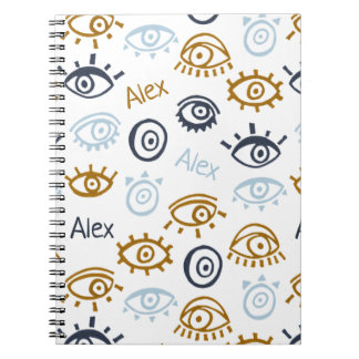 Mit Monogramm Evil Eye Muster | Name-Notebook hinz Notizblock