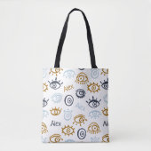 Mit Monogramm Evil Eye Muster | Name Totbeutel hin Tasche (Vorderseite)