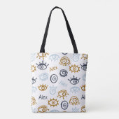 Mit Monogramm Evil Eye Muster | Name Totbeutel hin Tasche (Rückseite)