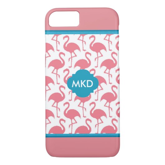 Mit Monogramm Fall Flamingo iPhone Case-Mate iPhone Hülle (Rückseite)