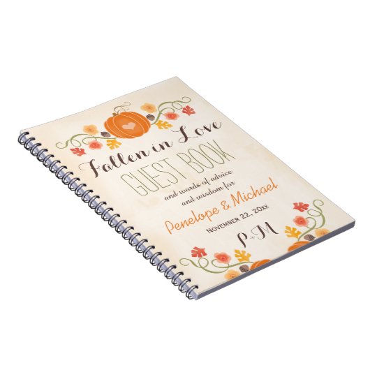 Mit Monogramm Fall-Kürbis-Eichel-Hochzeits-Gast Notizblock (Rechte Seite)