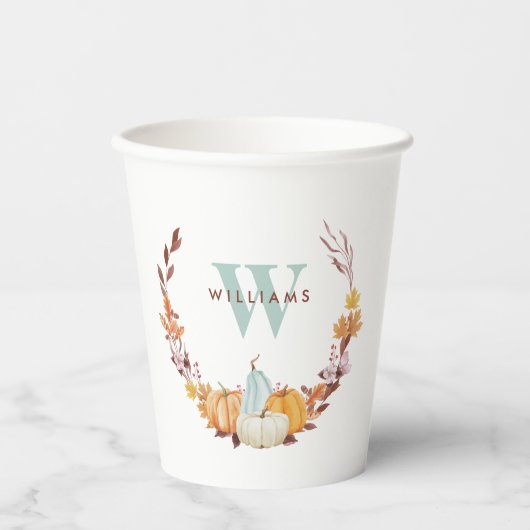 Mit Monogramm Fall von Wasserfarbe Pappbecher (Vorderseite)