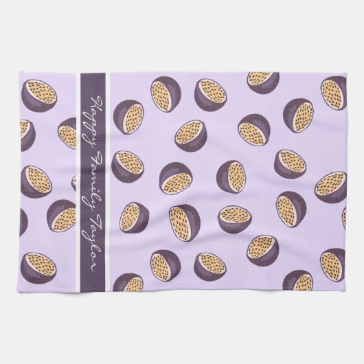 Mit Monogramm Familienleidenschaft Früchte lila ph Geschirrtuch (Horizontal)