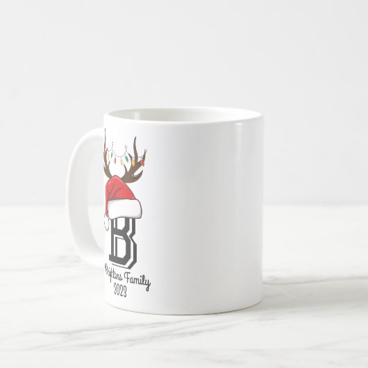 Mit Monogramm Familienname Weihnachten Kaffeetasse (Vorderseite Links)