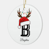 Mit Monogramm Familienname Weihnachten Keramik Ornament (Links)