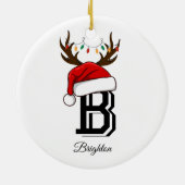 Mit Monogramm Familienname Weihnachten Keramik Ornament (Hinten)
