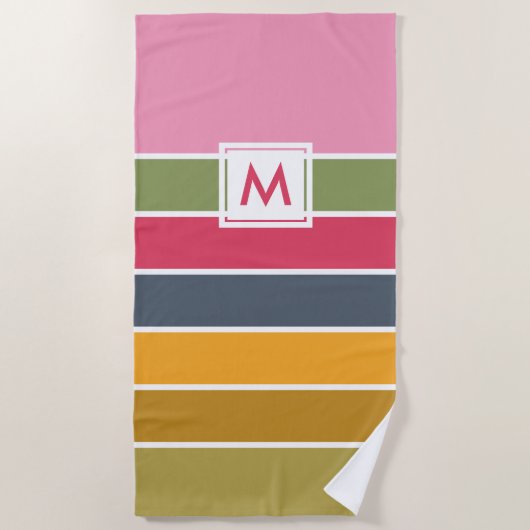 Mit Monogramm Farbblock fett gestrichen Strandtuch (Vorderseite)