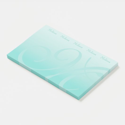 Mit Monogramm Farbblock-Pastete Aquamarin Post-it Klebezettel (angewinkelt)