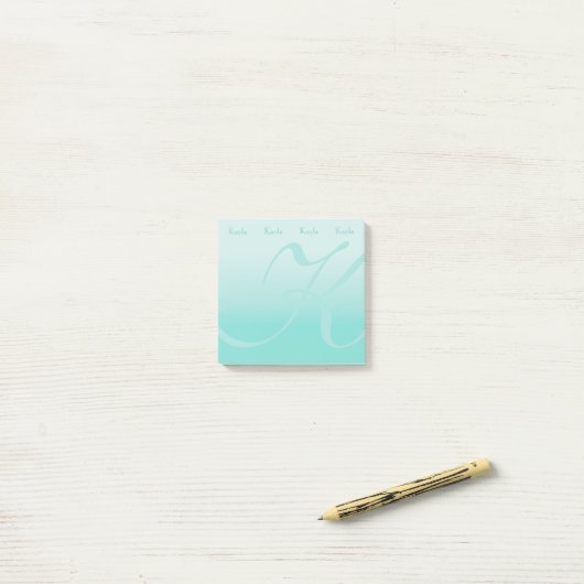 mit Monogramm Farbblock-Pastete Aquamarin Post-it Klebezettel (Auf Schreibtisch)