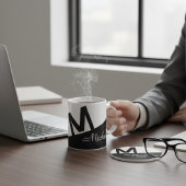 mit Monogramm Farbblock Schwarz/Weiß Kaffeetasse