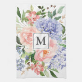 Mit Monogramm Farbe Blau Rosa Frühling Blüte Geschirrtuch (Vertikal)