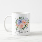Mit Monogramm Farbe Blau Rosa Frühling Blüte Kaffeetasse (Links)