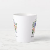 Mit Monogramm Farbe Blau Rosa Frühling Blüte Milchtasse (Vorderseite)