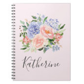 Mit Monogramm Farbe Blau Rosa Frühling Blüte Notizblock (Vorderseite)