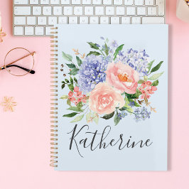 Mit Monogramm Farbe Blau Rosa Frühling Blüte Planer