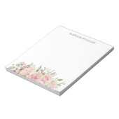Mit Monogramm Farbe Rosa Rosa Blüte Notizblock (Rotiert)