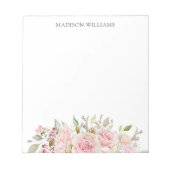 Mit Monogramm Farbe Rosa Rosa Blüte Notizblock (Vorderseite)