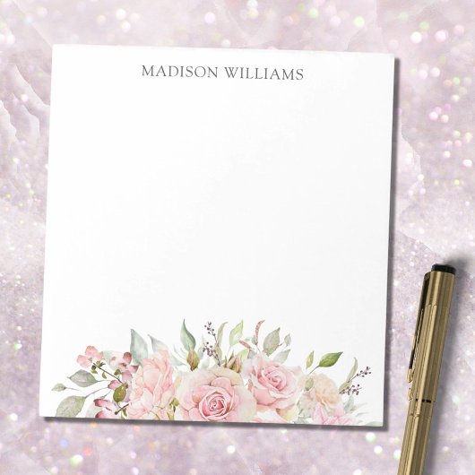 Mit Monogramm Farbe Rosa Rosa Blüte Notizblock
