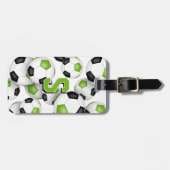 mit Monogramm Farben für den schwarzen Fußballclub Gepäckanhänger (Vorderseite horizontal)